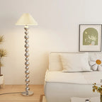 Lampadaire moderne décoratif à boules superposées avec abat-jour en tissu