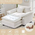 Fauteuil d'appoint surdimensionné en chenille EHMKNP avec pouf