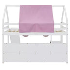 Lit mezzanine bas pour enfants avec toboggan et étagères de rangement, cadre de lit mezzanine en bois avec tente et escaliers