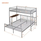 Lit superposé en métal une place sur deux places avec bureau, lit mezzanine une place avec lit inférieur double séparé pour enfants