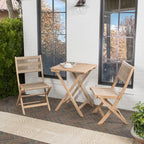 Ensemble bistrot pliant d'extérieur 3 pièces Cadiz Modern Coastal en bois d'acacia, par JONATHAN Y