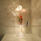 Lampada da terra in rattan LED a colonna con spina per soggiorno