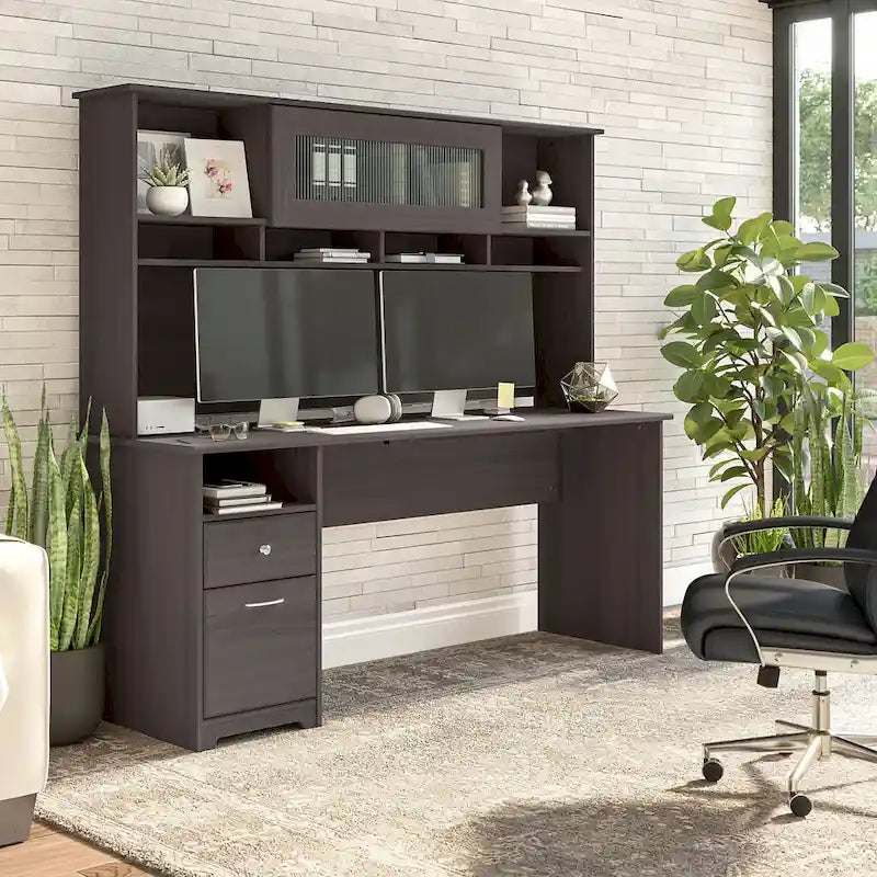 Scrivania per computer da 72" con libreria e cassetti di