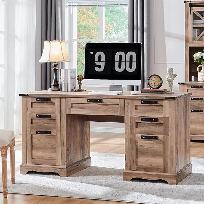 Scrivania direzionale da 60 pollici in stile rustico, scrivania per ufficio domestico in legno, scrivania per computer