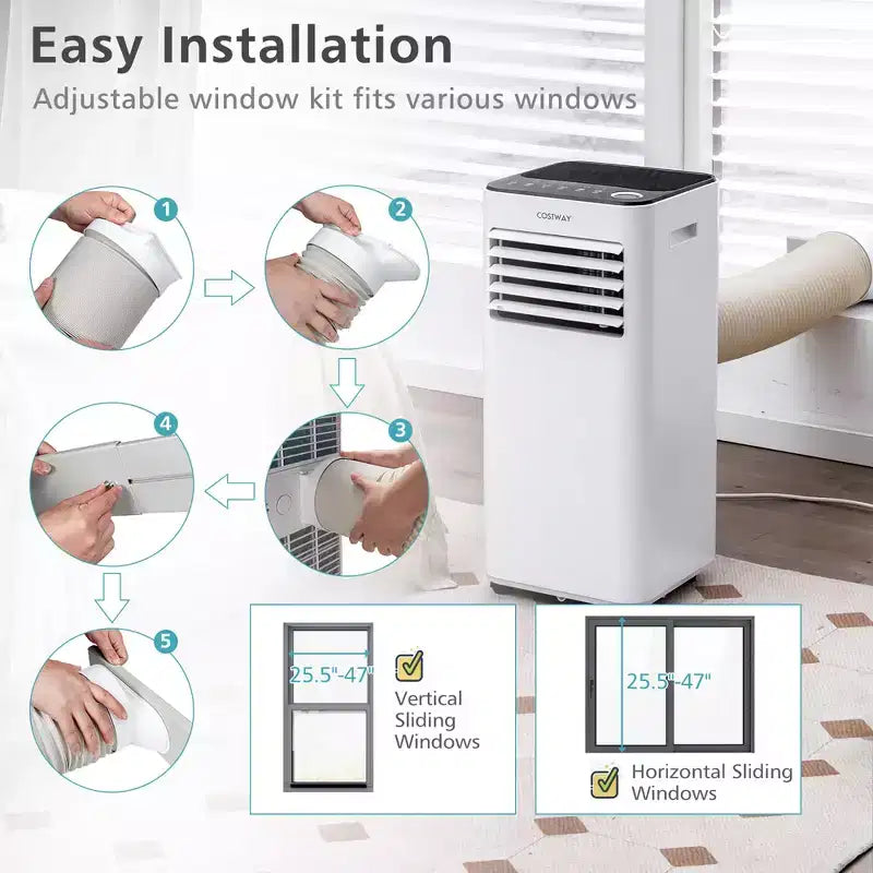Climatiseur portable Costway 10000 BTU 3-en-1 refroidisseur d'air avec ventilateur déshumidificateur mode veille