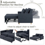 AECOJOY Divano Letto 3 in 1, Letto Singolo Convertibile