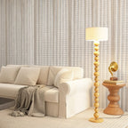 Lampadaire moderne décoratif à boules superposées avec abat-jour en tissu