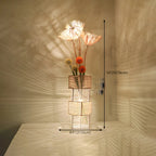 Lampada da terra in rattan LED a colonna con spina per soggiorno
