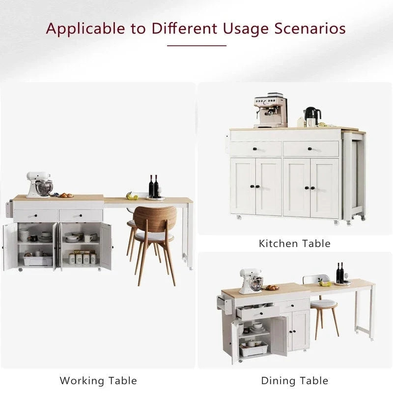 Îlot de cuisine avec table à manger extensible