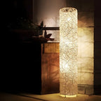 Lampada da terra in rattan LED a colonna con spina per soggiorno