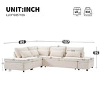 Canapé-lit modulaire sectionnel Whisen 270 - 6 places en forme de L avec pouf de rangement, canapé en chenille, personnalisable pour salon et appartement