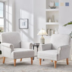 Fauteuil d'appoint avec accoudoirs roulés - Lot de 2 - Bleu/Gris/Marron