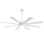 Ventilatore da soffitto nero da 65 pollici a 8 pale con luce LED e telecomando