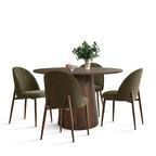 Set da pranzo rotondo a 5 pezzi, tavolo a piedistallo da 46 pollici color noce e sedie imbottite senza braccioli, per angoli colazione-Panipeachy