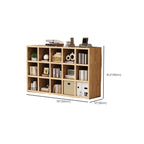 Libreria moderna orizzontale in legno a 8 cubi, finitura naturale