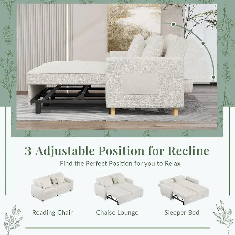 AECOJOY Divano Letto 3 in 1, Letto Singolo Convertibile