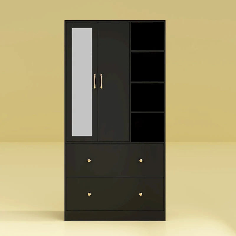 Armoire avec miroir et tringle extensible pour optimiser l'espace