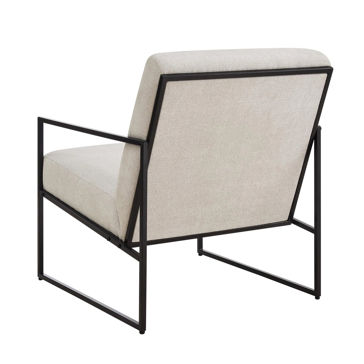 Fauteuil d'appoint moderne en tissu beige clair avec design compact pour salon