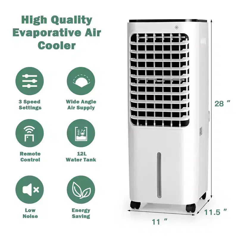 Rafraîchisseur d'air évaporatif portable Costway 4-en-1 avec réservoir d'eau de 12 L et 4 accumulateurs de froid