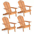 Costway Set da 4 Sedie Adirondack in Eucalipto Pieghevoli per Esterni in Legno Naturale