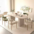 Okak 78IN Tavolo da Pranzo Estensibile per 4-8 Persone, Tavolo da Cucina con Base a Strisce di Legno, Tavolo Pieghevole per Soggiorno, Sala da Pranzo
