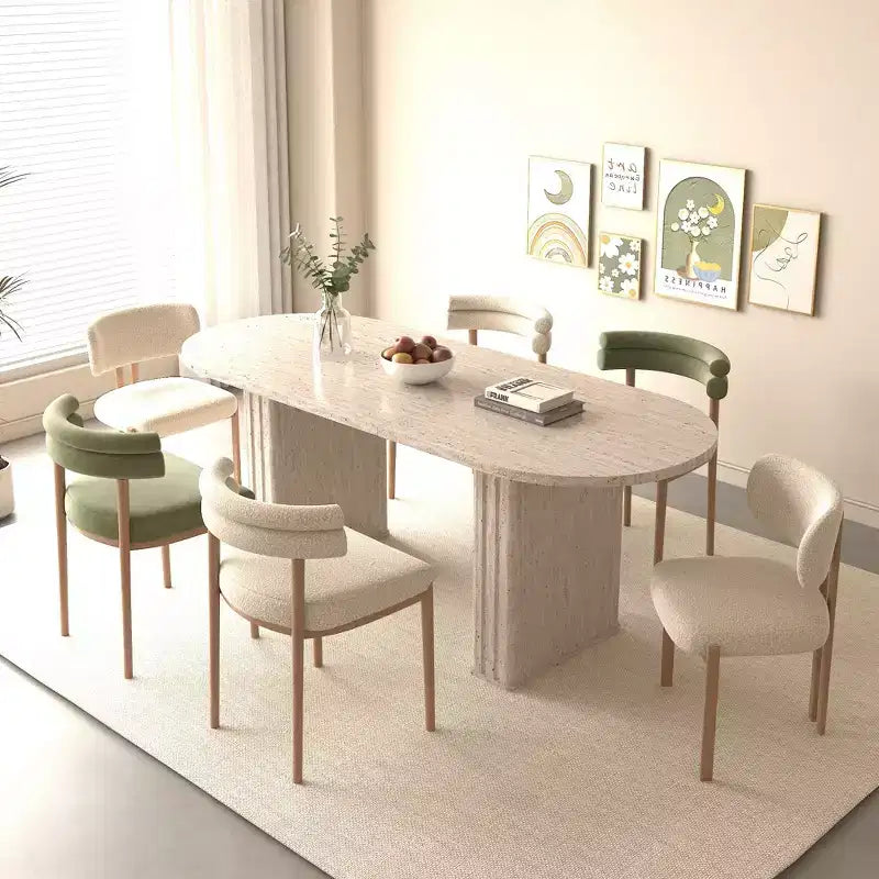 Table à manger extensible Okak 78IN pour 4-8 personnes, table de cuisine avec base à lattes en bois, table pliable pour salon, salle à manger