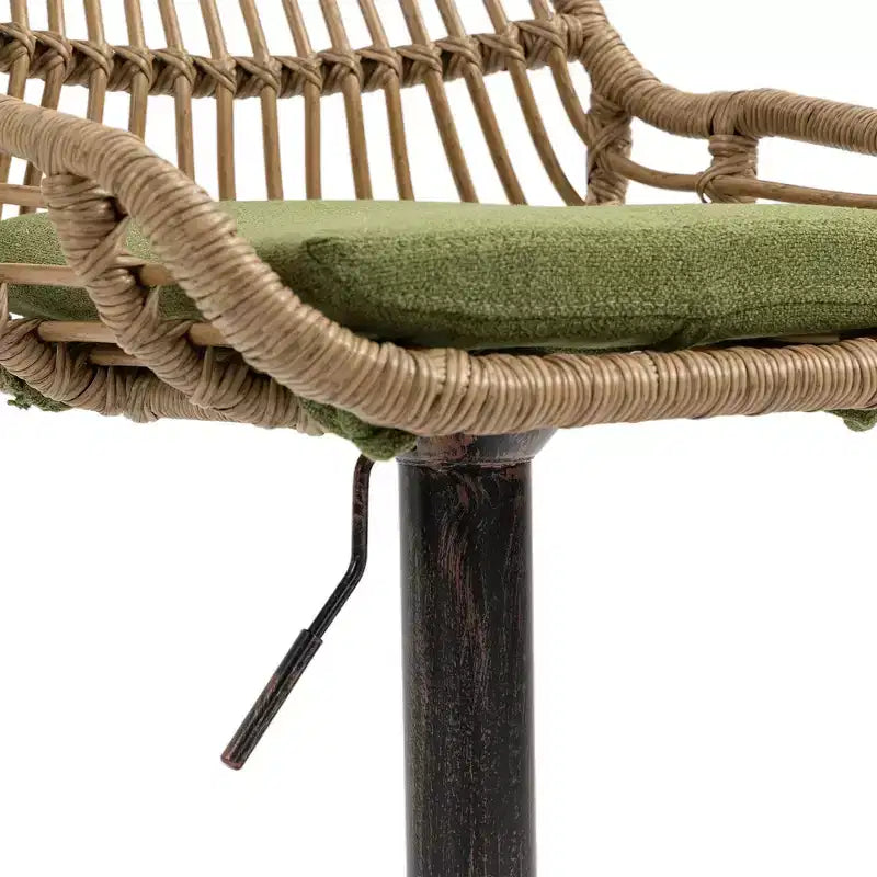 TUYOHW 25-33H Sgabelli da bar girevoli con altezza regolabile, sgabelli da bar in vimini con cuscino per cucina e home bar, capacità 113 kg