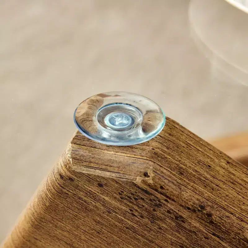 Tavolino da Caffè Rotondo Moderno in Vetro Okak, Tavolino da Tè Piccolo dal Design Distintivo con Gambe in Legno per Soggiorno, Reception, Ufficio, Casali