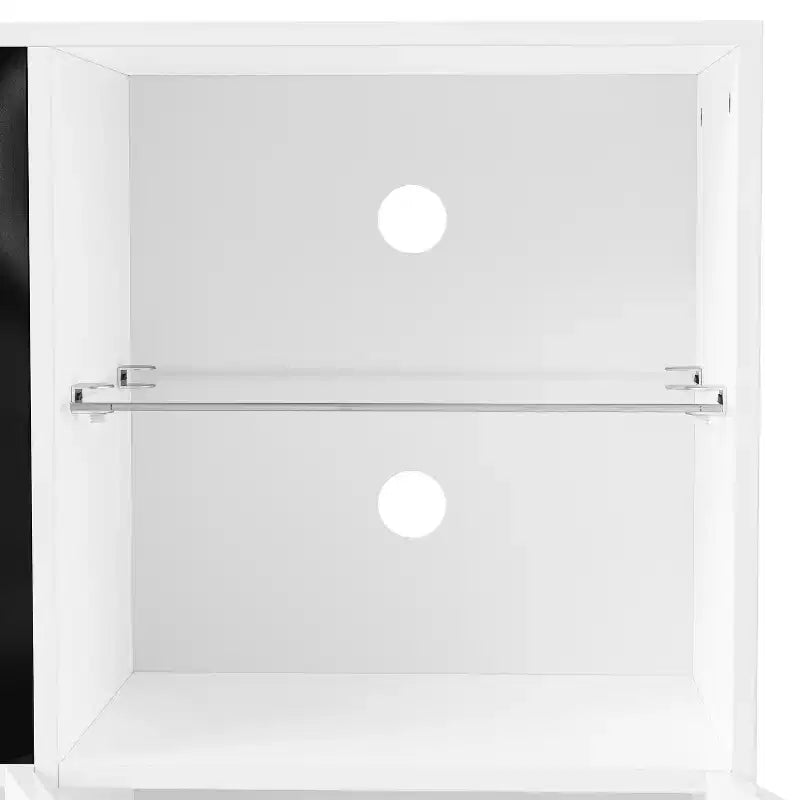 Meuble TV moderne avec lumières LED pour téléviseur de 75 pouces, table console multimédia avec étagères en verre trempé et foyer non chauffant