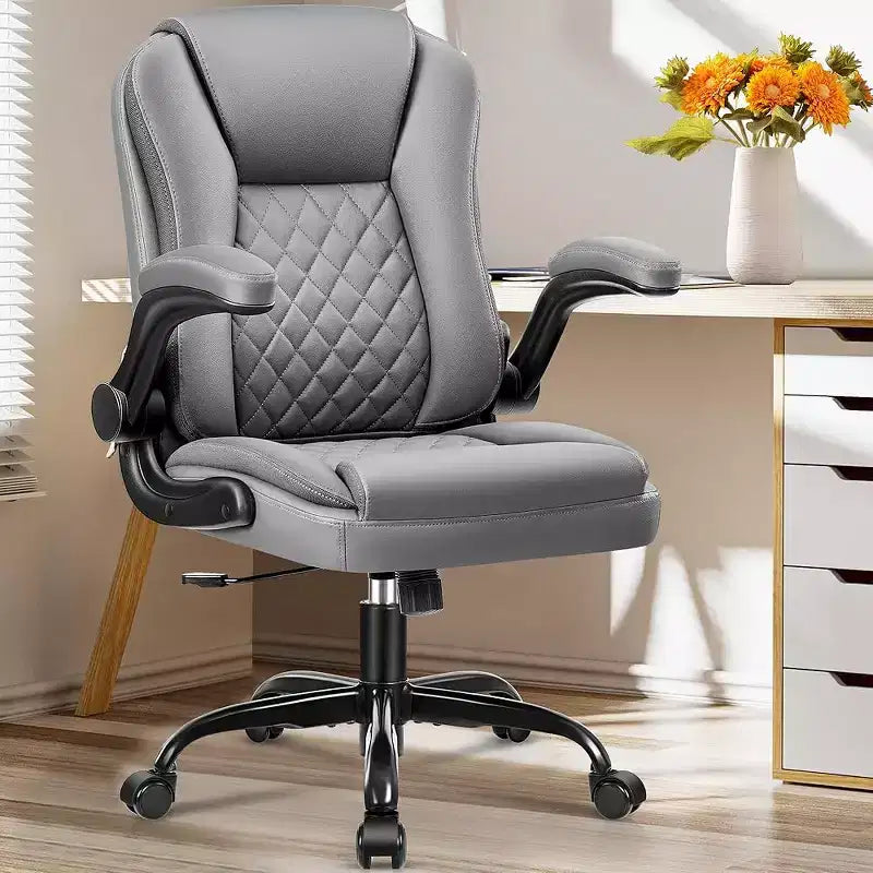 Sedia da Ufficio Direzionale KERDOM, Sedia da Ufficio Ergonomica in Pelle con Ruote