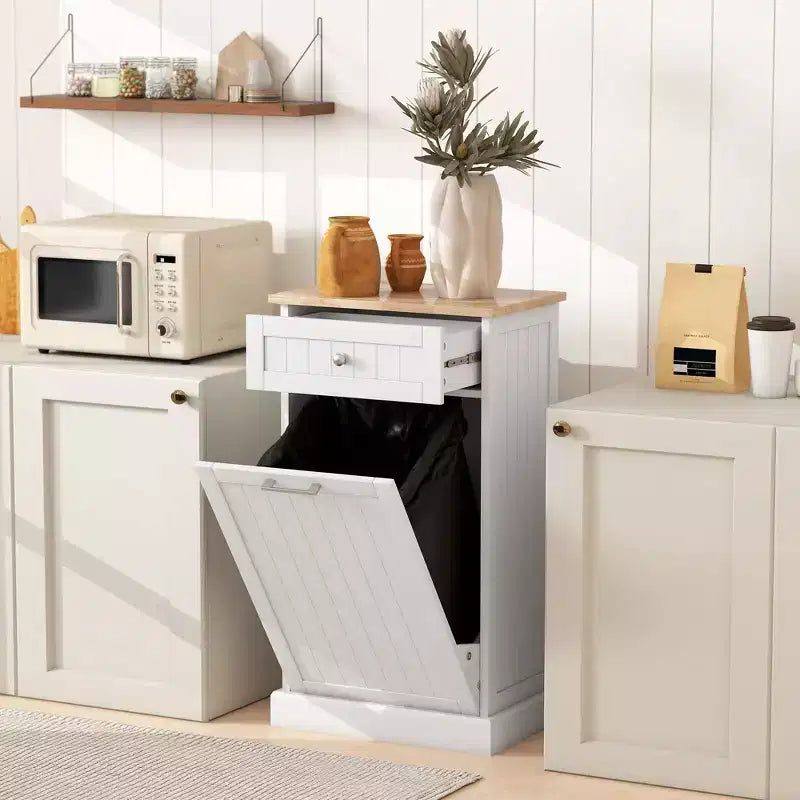 Mobile da cucina con pattumiera a ribalta, mobile per la raccolta differenziata indipendente, supporto per pattumiera con cassetto
