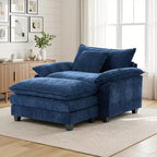 Fauteuil d'appoint surdimensionné en chenille EHMKNP avec pouf