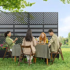 MAYEERTY Fioriera con traliccio in ferro nero Linea parallela 01 Stile combinato classico a persiana 183x119x41 cm Set da 3 pezzi