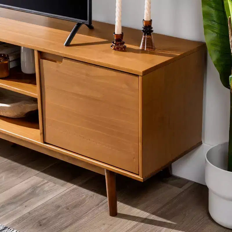 Mobile TV moderno metà secolo in legno massello per TV fino a 80 pollici