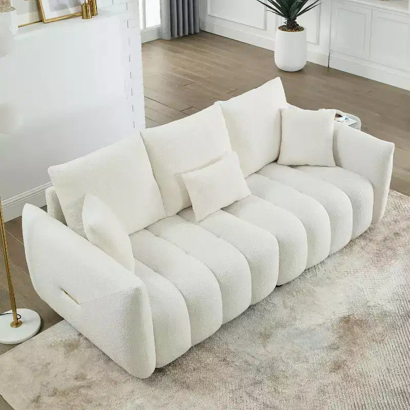 Divano a 3 posti Teddy Velvet 82 con 3 cuscini decorativi