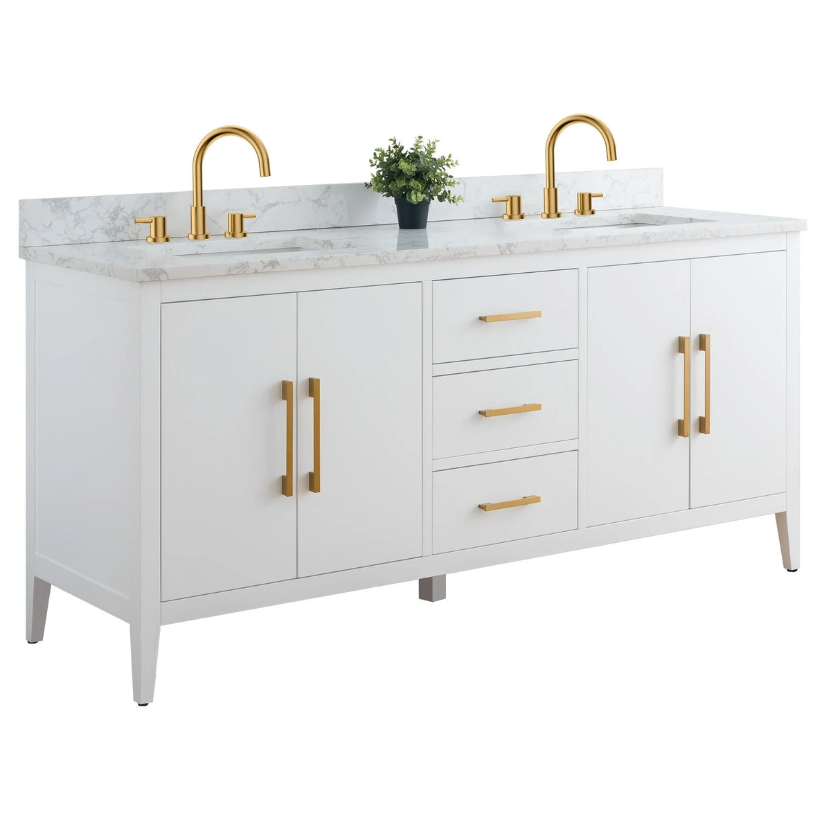 Mobile lavabo doppio Vanity Art 72 per bagno con piano in marmo composito