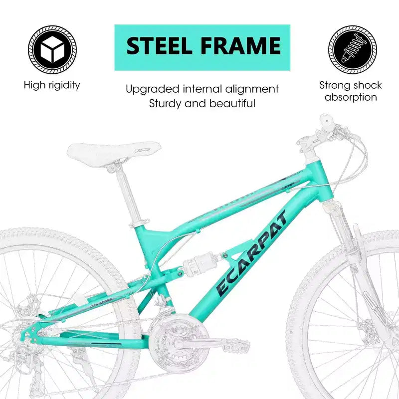 NAYSAYE Bicicletta da Montagna da 26 Pollici con Telaio in Acciaio, 21 velocità, Forcella Ammortizzata, Bici per Adulti per Andare in Bicicletta all'Aperto, Blu, 68.00*27.00*38.00