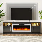 Mobile TV Bossin 70" con caminetto elettrico 36", Mobile TV per televisori fino a 80", 16 colori LED/Centro di intrattenimento