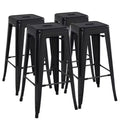 Yaheetech Lot de 4 Tabourets de Bar en Métal sans Dossier Hauteur Comptoir Chaises Empilables