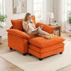 Fauteuil d'appoint surdimensionné en chenille EHMKNP avec pouf