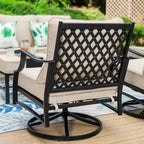 Captiva Designs Set Conversazione da Esterno 5 Pezzi XL in Metallo con Sedie Girevoli e Pouf Beige: Struttura in Acciaio, Resistente a Ruggine e Acqua