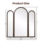Specchio a tre ante Dovelina 71A*66.5L, specchio a figura intera ad arco reclinabile per soggiorno, sala da pranzo, ingresso, camera da letto, telaio in metallo/legno disponibile