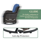 Gymojoy Poltrone a dondolo da esterno in vimini con base girevole (set da 2)