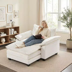 Fauteuil d'appoint surdimensionné en chenille EHMKNP avec pouf