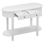 Table console élégante Okak avec finition lisse, table d'entrée avec design incurvé et 2 tiroirs, table d'appoint pour salon, couloir