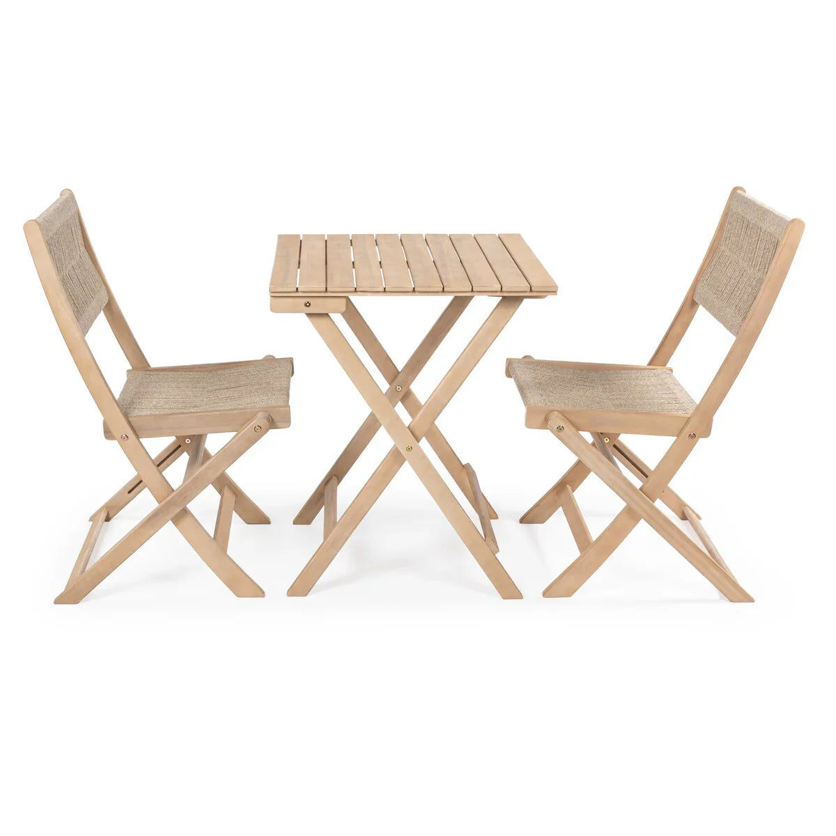 Ensemble bistrot pliant d'extérieur 3 pièces Cadiz Modern Coastal en bois d'acacia, par JONATHAN Y