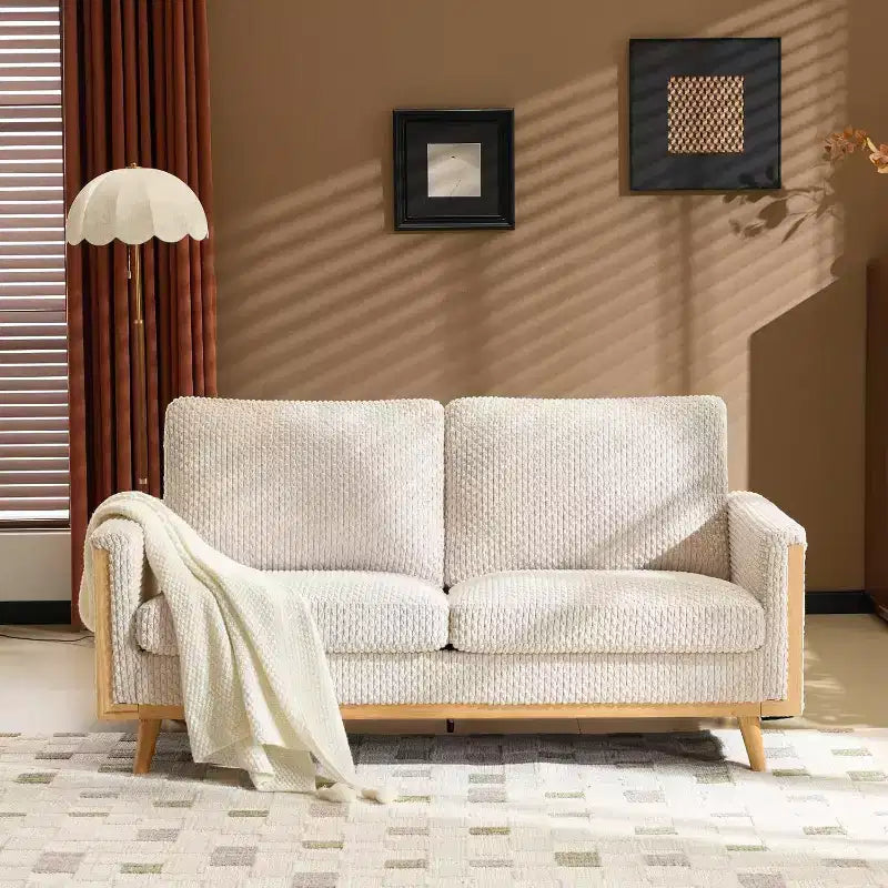 VINGLI Divanetto comodo in stile Mid-Century da 172 cm (68' W), divano a due posti con supporto a molla e struttura in legno massello, piccolo divano in tessuto a coste