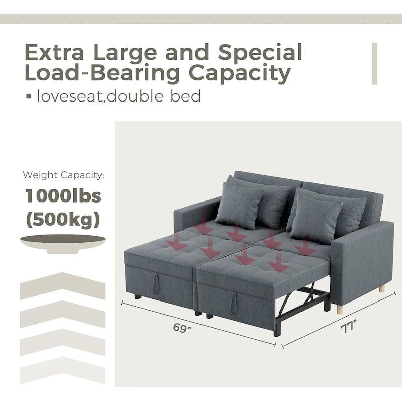 AECOJOY Divano Letto 3 in 1, Letto Singolo Convertibile