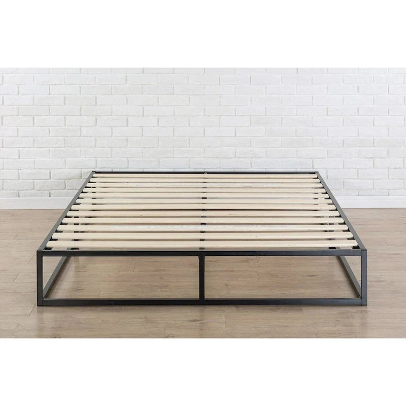 Struttura letto king size moderna in metallo con piattaforma bassa da 25 cm e doghe in legno