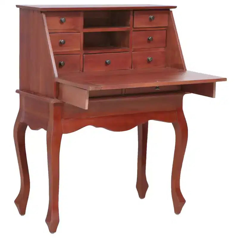 Scrittoio Segretario Marrone Legno massello di mogano 78 x 42 x 103 cm